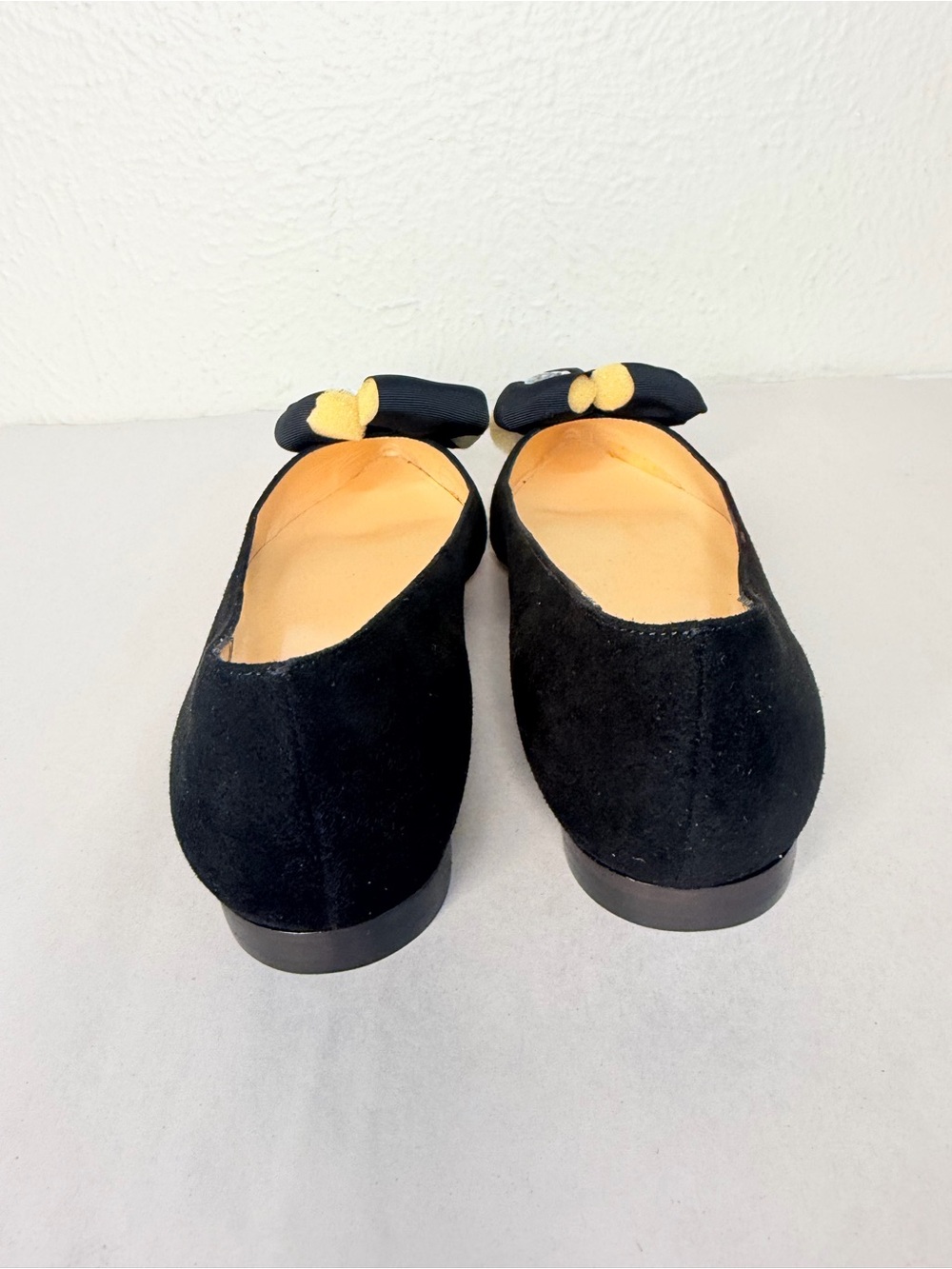 Kate Spade black suede flats with grosgrain jeweled bows - Picture 8 of 9